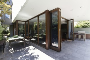 Bi fold doors opening to rear courtyard of contemporary home Bi-Fold Doors